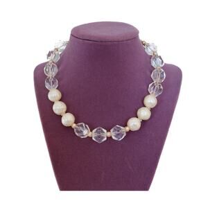 VTG Unsigned Schiaparelli Glass Bead Faux Pearl Necklace MCM Artsy 50s Glam Gala